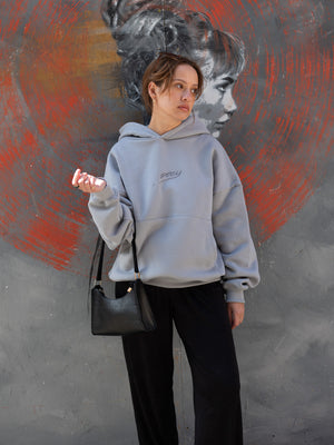 Dama z Flachą Oversize Premium Hoodie Grey