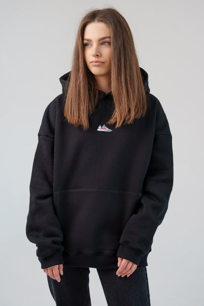 Załaduj obraz do przeglądarki galerii, Shoozy YZY Oversize Premium Black Hoodie S/L - STOCK SALE