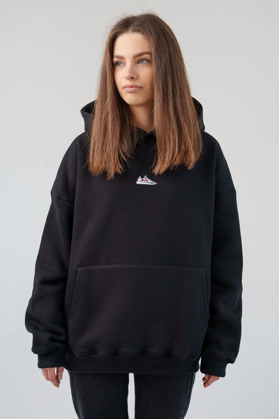 Załaduj obraz do przeglądarki galerii, Shoozy YZY Oversize Premium Black Hoodie S/L - STOCK SALE