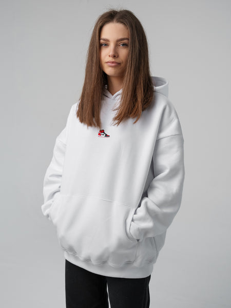 Załaduj obraz do przeglądarki galerii, Shoozy JRD Oversize White Premium Hoodie M/XL - STOCK SALE