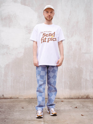 Send Fit Pics Oversize Premium T-shirt Biały M - STOCK SALE