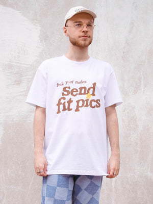 Send Fit Pics Oversize Premium T-shirt Biały M - STOCK SALE