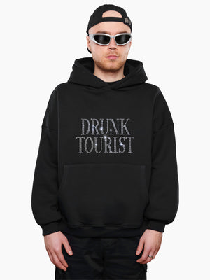 Drunk Tourist Oversize Premium Hoodie Black