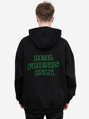 Real Friends Only Oversize Black Hoodie