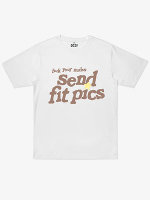Send Fit Pics Oversize Premium T-shirt Biały