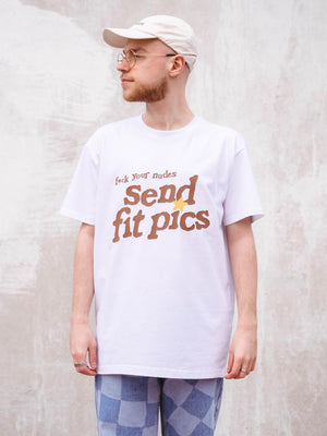 Send Fit Pics Oversize Premium T-shirt Biały